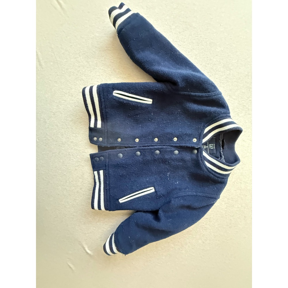 Baby GAP Toddler Navy Blue Wool Blend Varsity Letterman Jacket Size 3T